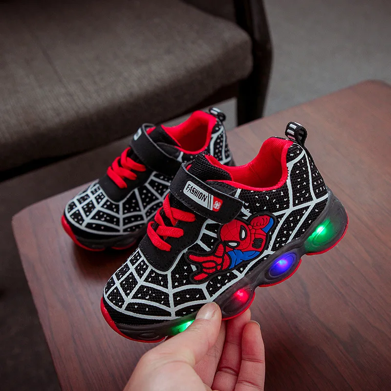 Spring Autumn Kids LED Light Shoes Mesh Spiderman Casual Sneakers Luminous Shoes for Kids, Red blue black
Spring Autumn Kids LED Light Shoes Mesh Spiderman Casual Sneakers Luminous Shoes for Kids, Red blue black