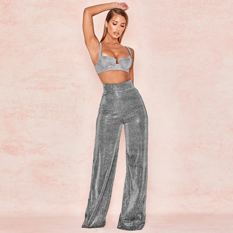 Women's Shinny Straight Trousers Bling Bling Loose Pant for Ladies High Waist Legging
Women's Shinny Straight Trousers Bling Bling Loose Pant for Ladies High Waist Legging