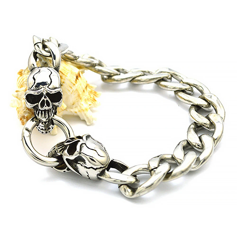 Fashion Custom Stainless Steel jewelry Punk Cuban Chain Bracelets with Skull Clasp for Men bracelet
Fashion Custom Stainless Steel jewelry Punk Cuban Chain Bracelets with Skull Clasp for Men bracelet