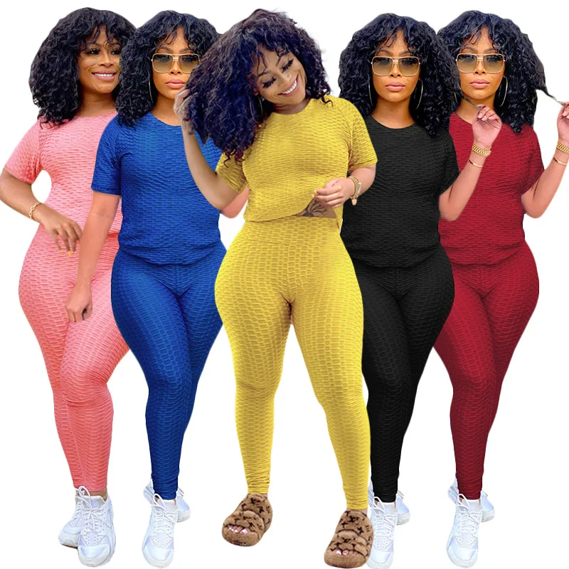 Spring 2021 hot sale soft stretch outfit 2 piece women short sleeve tshirt pencil pants set for workout fitness activewear, 5 color as picture
Spring 2021 hot sale soft stretch outfit 2 piece women short sleeve tshirt pencil pants set for workout fitness activewear, 5 color as picture