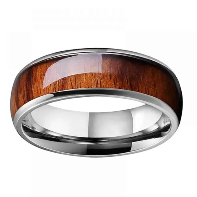Customized high quality Koa wood inlaid men ring engagement 8mm titanium men ring, Silver color
Customized high quality Koa wood inlaid men ring engagement 8mm titanium men ring, Silver color