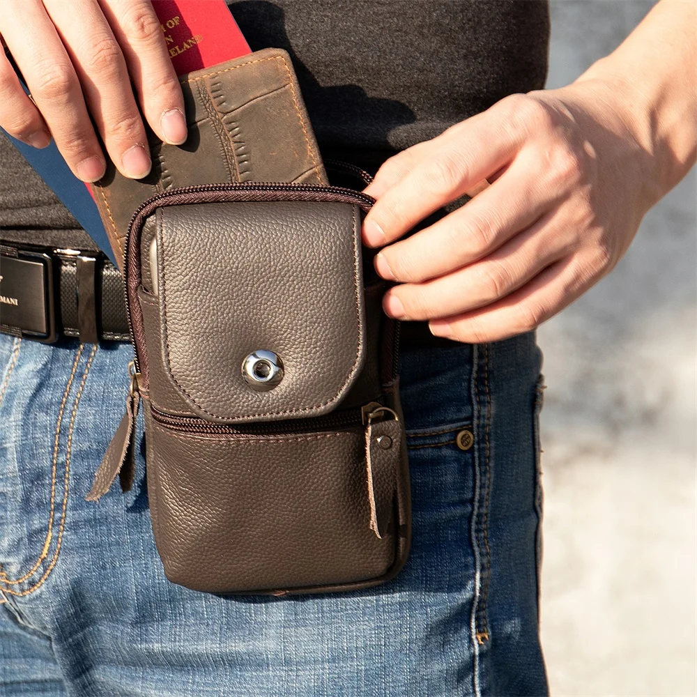 Marrant 7490 genuine leather phone waist bag men cell phone purse bag with belt, Brown and dark coffee
Marrant 7490 genuine leather phone waist bag men cell phone purse bag with belt, Brown and dark coffee