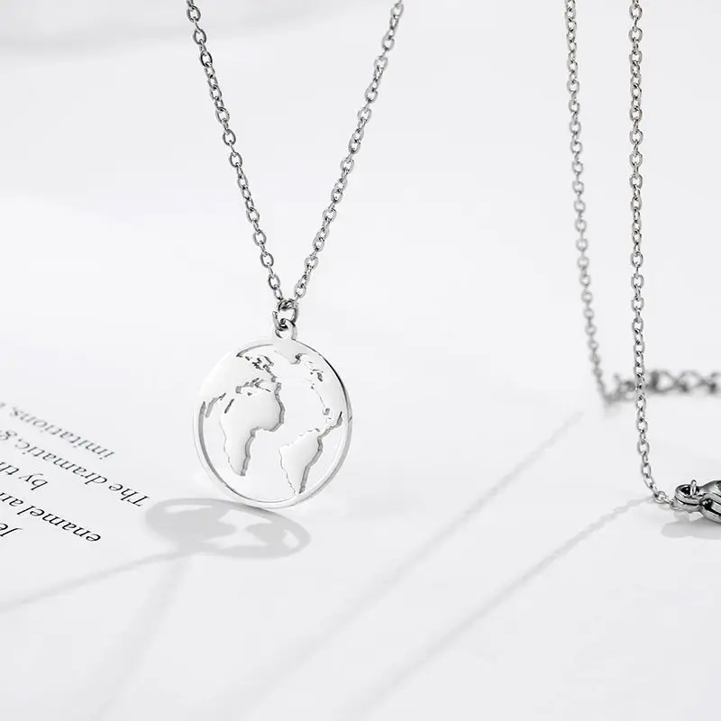 Retro Lucky Punk Greek Village Necklace Gold Plated World Map Stainless Steel Female Necklace, Customized color
Retro Lucky Punk Greek Village Necklace Gold Plated World Map Stainless Steel Female Necklace, Customized color