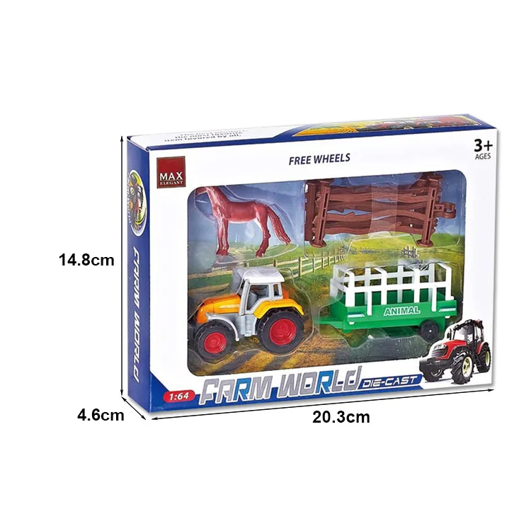 High Quality Kids Educational Animal Alloy Diecast Pull Back Friction Farm Truck Toy