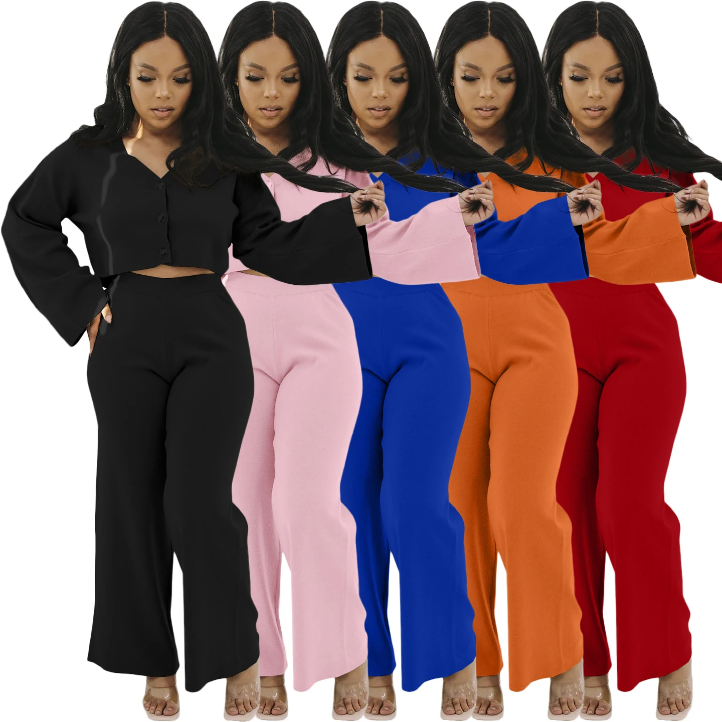 Foma Clothing F124 New style wide leg pants loose casual sportswear women two piece set, As picture
Foma Clothing F124 New style wide leg pants loose casual sportswear women two piece set, As picture