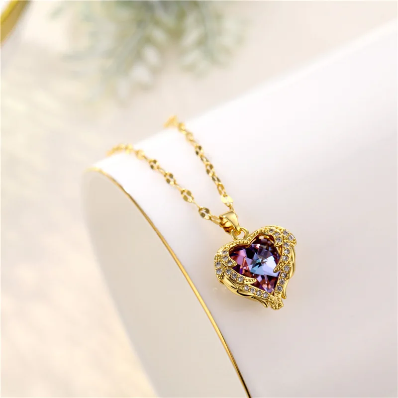 Necklace love color crystal pendant titanium steel clavicle chain zircon jewelry wholesale, As picture show
Necklace love color crystal pendant titanium steel clavicle chain zircon jewelry wholesale, As picture show