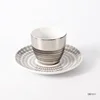 Custom Fancy small ceramic espresso cup saucer set with reflection electroplated silver coating coffee tea cup demitasse