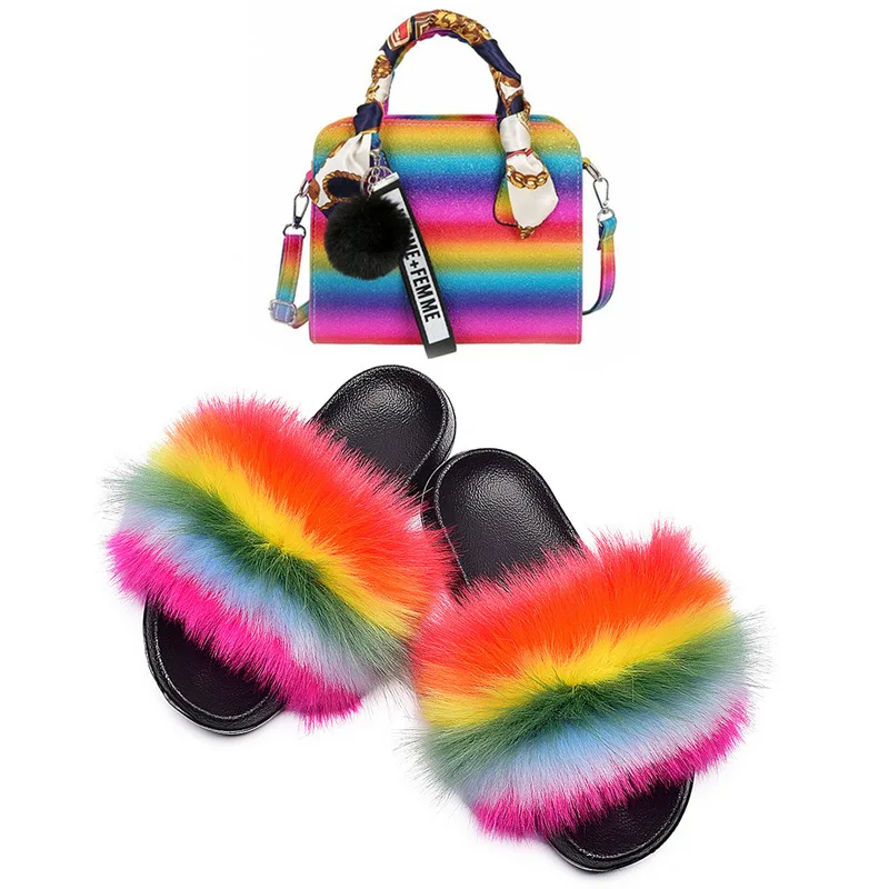 Wholesale Hot Eeal Fox Fur Slippers Outdoor Sandals Fox Fur Slides Jelly Bag For Women Fur Slides With Purse Set, Light brown, dark brown, white pink purple
Wholesale Hot Eeal Fox Fur Slippers Outdoor Sandals Fox Fur Slides Jelly Bag For Women Fur Slides With Purse Set, Light brown, dark brown, white pink purple