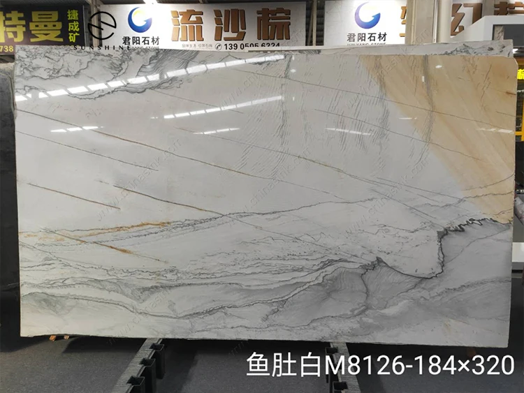 Luxury High Polished Calacatte Quartzite White Marble Slabs