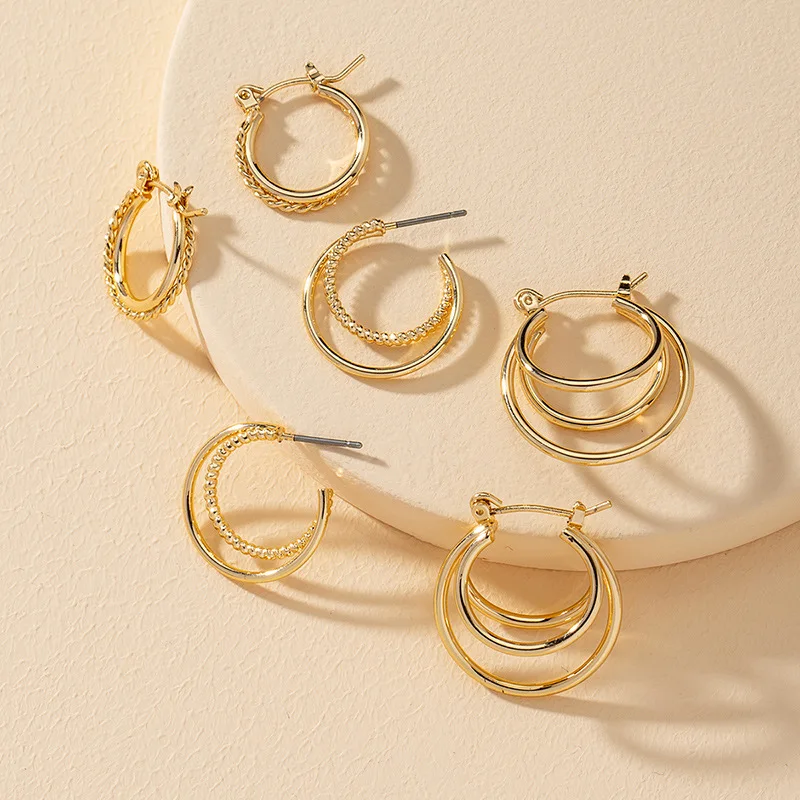 6 PCS Fashion Simple Gold Plated Multi Layer Hoop Earring Rope Twisted C Shaped Stud Earring
6 PCS Fashion Simple Gold Plated Multi Layer Hoop Earring Rope Twisted C Shaped Stud Earring