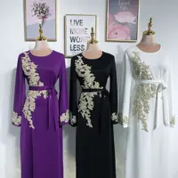 

Muslim Vintage Dress for Women Kaftan Abaya Muslim Islamic Cocktail Long Sleeve Jilbab Maxi Dresses Tunique Abaya Hijab