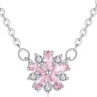 Oem Wholesale Jewelry Fashion Women Accessories Gift Girl Charm Sakura Flower Crystal Diamond Chain Plated Necklace
