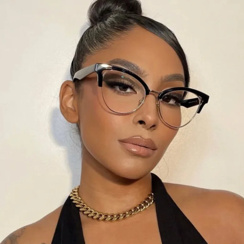 UNOC Half Frame Cat Eye Optical Frame Blue Light Blocking Glasses 2023 New Lens Personality Fashion Trend Frame Glasses
UNOC Half Frame Cat Eye Optical Frame Blue Light Blocking Glasses 2023 New Lens Personality Fashion Trend Frame Glasses