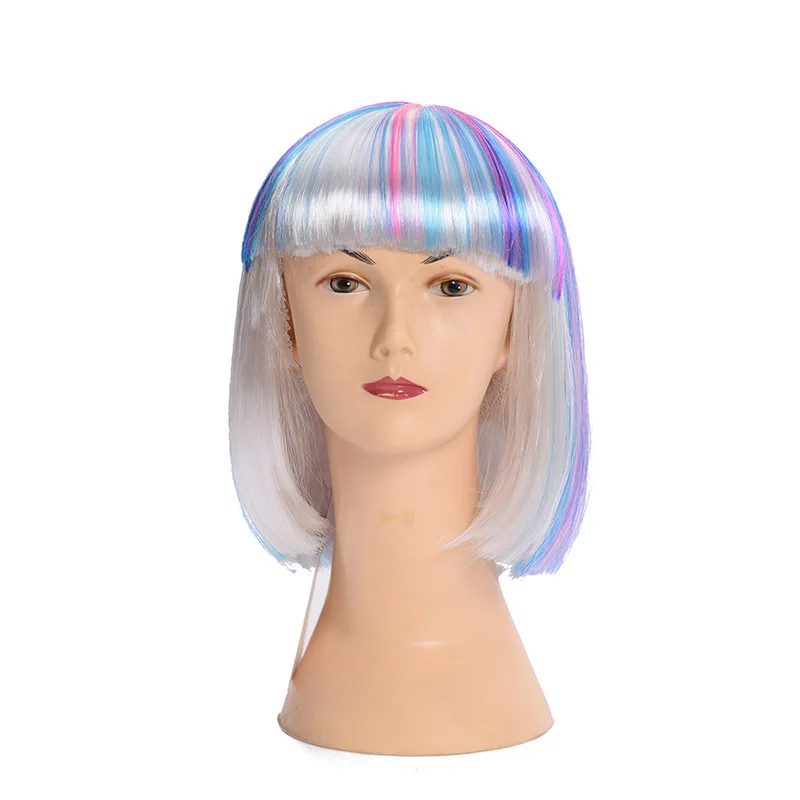 European And American Fashion Party Wig Headgear Color Blunt Bangs Short Straight Hair Dyeing Mesh Cap Cosplay Wig
European And American Fashion Party Wig Headgear Color Blunt Bangs Short Straight Hair Dyeing Mesh Cap Cosplay Wig