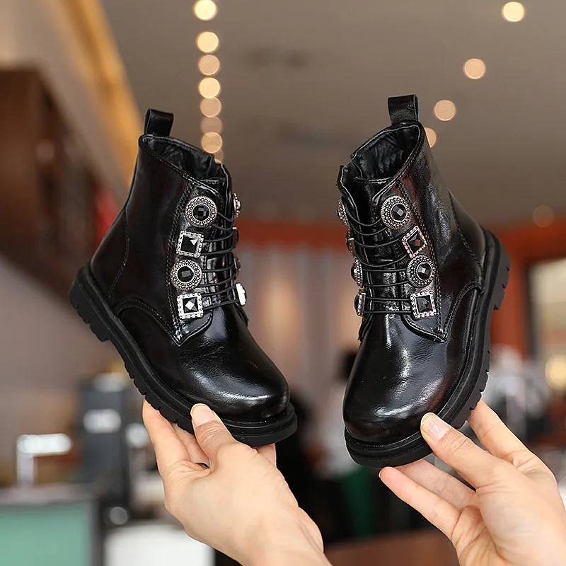 British zipper solid warm anti slip winter children kids girls boots shoes, Black/gun
British zipper solid warm anti slip winter children kids girls boots shoes, Black/gun