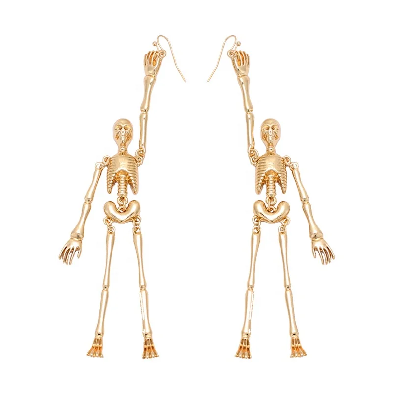 Creative Exaggerated Long Alloy Skull Pendant Earrings Halloween Jewelry Accessories, Gold
Creative Exaggerated Long Alloy Skull Pendant Earrings Halloween Jewelry Accessories, Gold