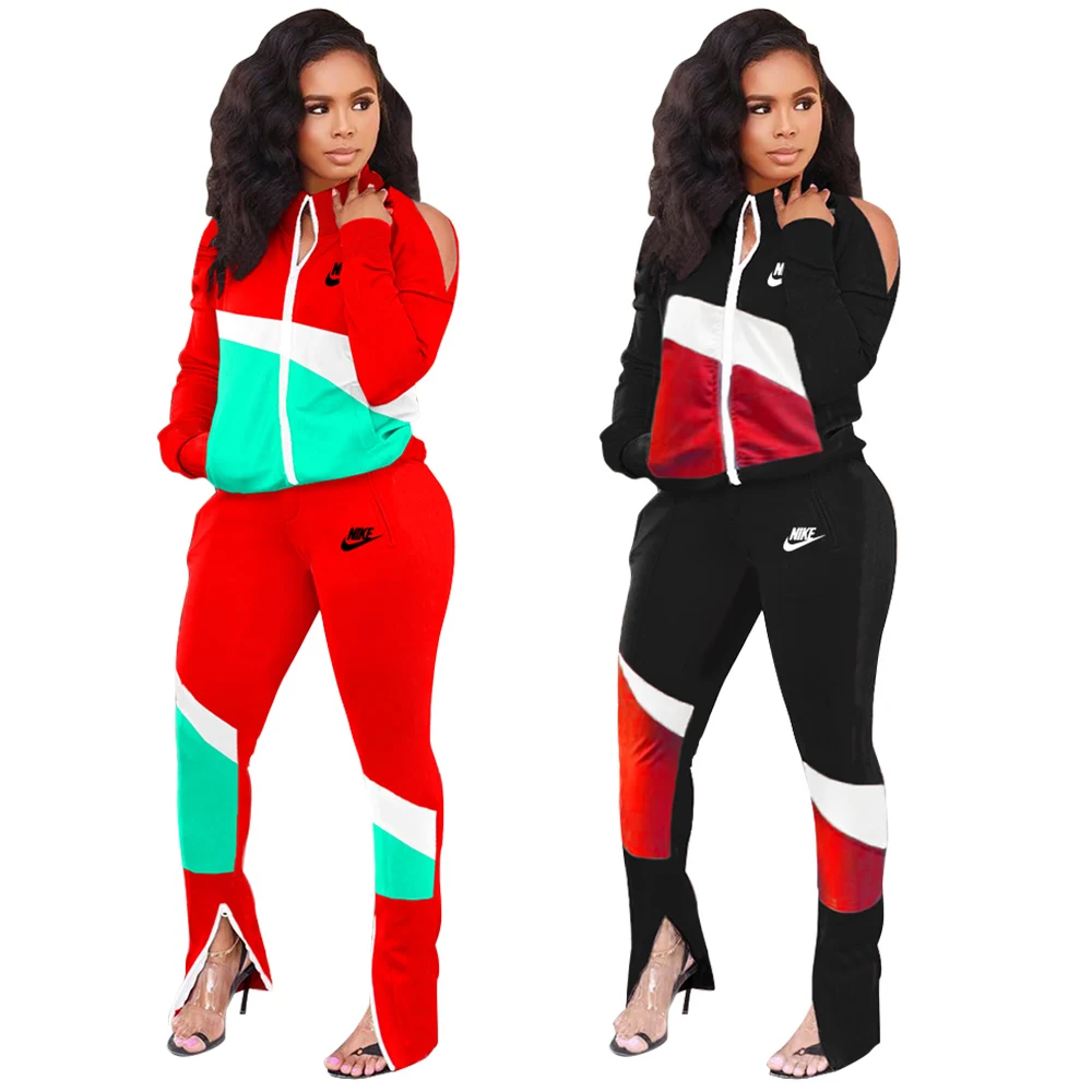 Classy Trending Women Fall Color Matching Off Shoulder Fashion Casual Nike Patchwork Sport Jogger Tracksuit Trousers 2 Piece Set
Classy Trending Women Fall Color Matching Off Shoulder Fashion Casual Nike Patchwork Sport Jogger Tracksuit Trousers 2 Piece Set