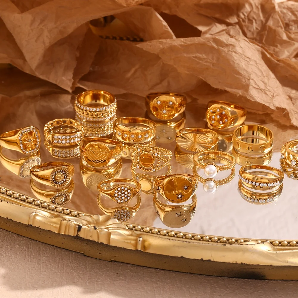 Zircon Pearl Signet Ring Gold Plated Jewelry Set Rings For Girl Stainless Steel Jewelry Wholesale
Zircon Pearl Signet Ring Gold Plated Jewelry Set Rings For Girl Stainless Steel Jewelry Wholesale