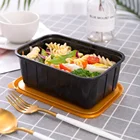 PP disposable plastic bento tiffin black lunch box/take way food storage container with lid