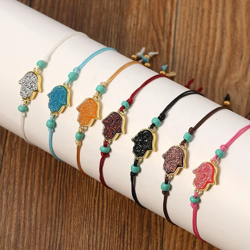 Free Shipping Resin Hand Jewelry Shining Crystal Braided Rope Women Hand of Fatima Bracelet, As pictures
Free Shipping Resin Hand Jewelry Shining Crystal Braided Rope Women Hand of Fatima Bracelet, As pictures