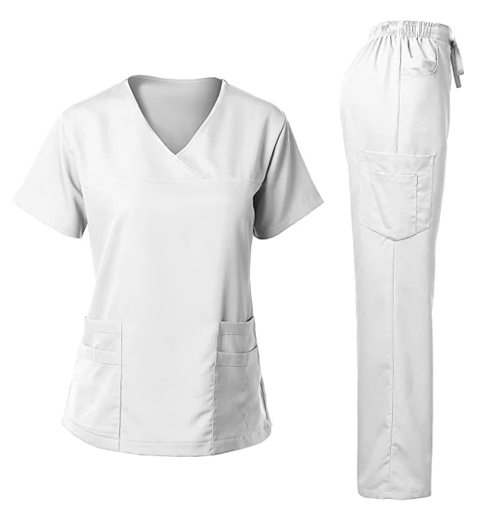 High quality medical scrubs uniform stretch color belted blouse and trousers scrubs uniforms for women, White/blue/pink/blcak/or others
High quality medical scrubs uniform stretch color belted blouse and trousers scrubs uniforms for women, White/blue/pink/blcak/or others