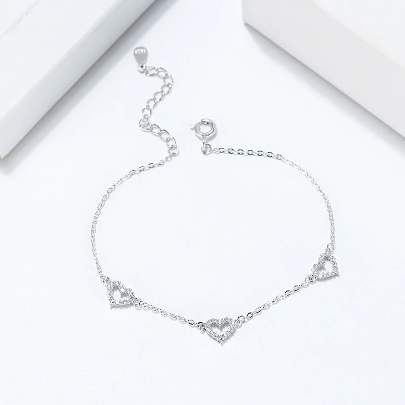 RINNTIN SB57 925 Sterling Silver Extend Bracelet Women With Zircon Heart Pendant Charm Bracelets Female Simple Jewelry
RINNTIN SB57 925 Sterling Silver Extend Bracelet Women With Zircon Heart Pendant Charm Bracelets Female Simple Jewelry