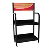 2 tiers black display rack stand heavy duty metal storage shelf with billaoard 6 colors can be customized