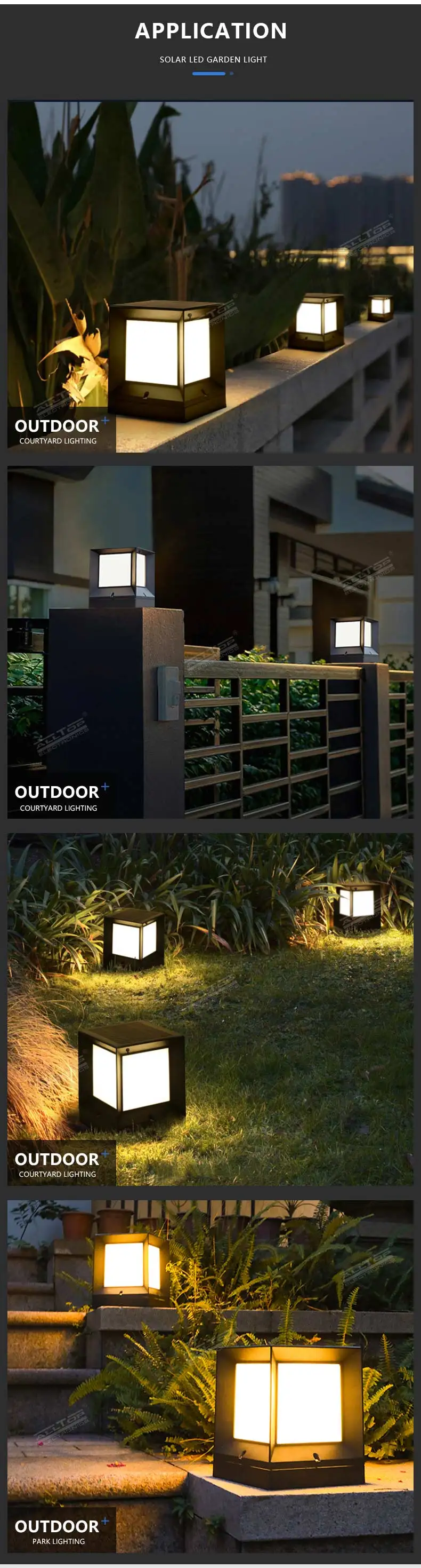 ALLTOP Energy saving double light source garden light waterproof 10w solar power led garden light