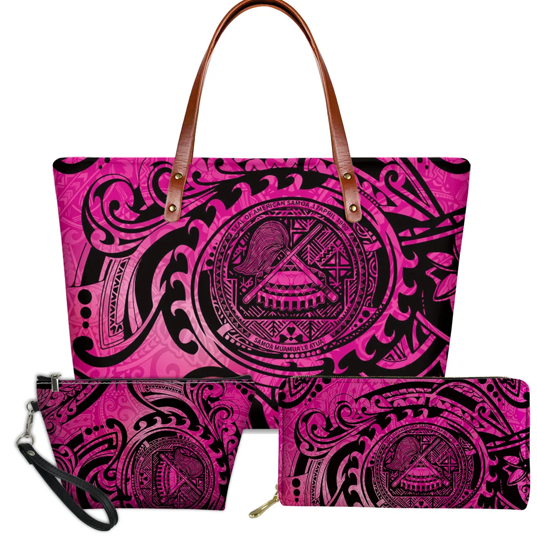 2021 latest fashion Ladies Pink Polynesian Badge Large Capacity Handbag And Pu Wallets, Cosmetic Set Foldable Soft Tote Bags
2021 latest fashion Ladies Pink Polynesian Badge Large Capacity Handbag And Pu Wallets, Cosmetic Set Foldable Soft Tote Bags