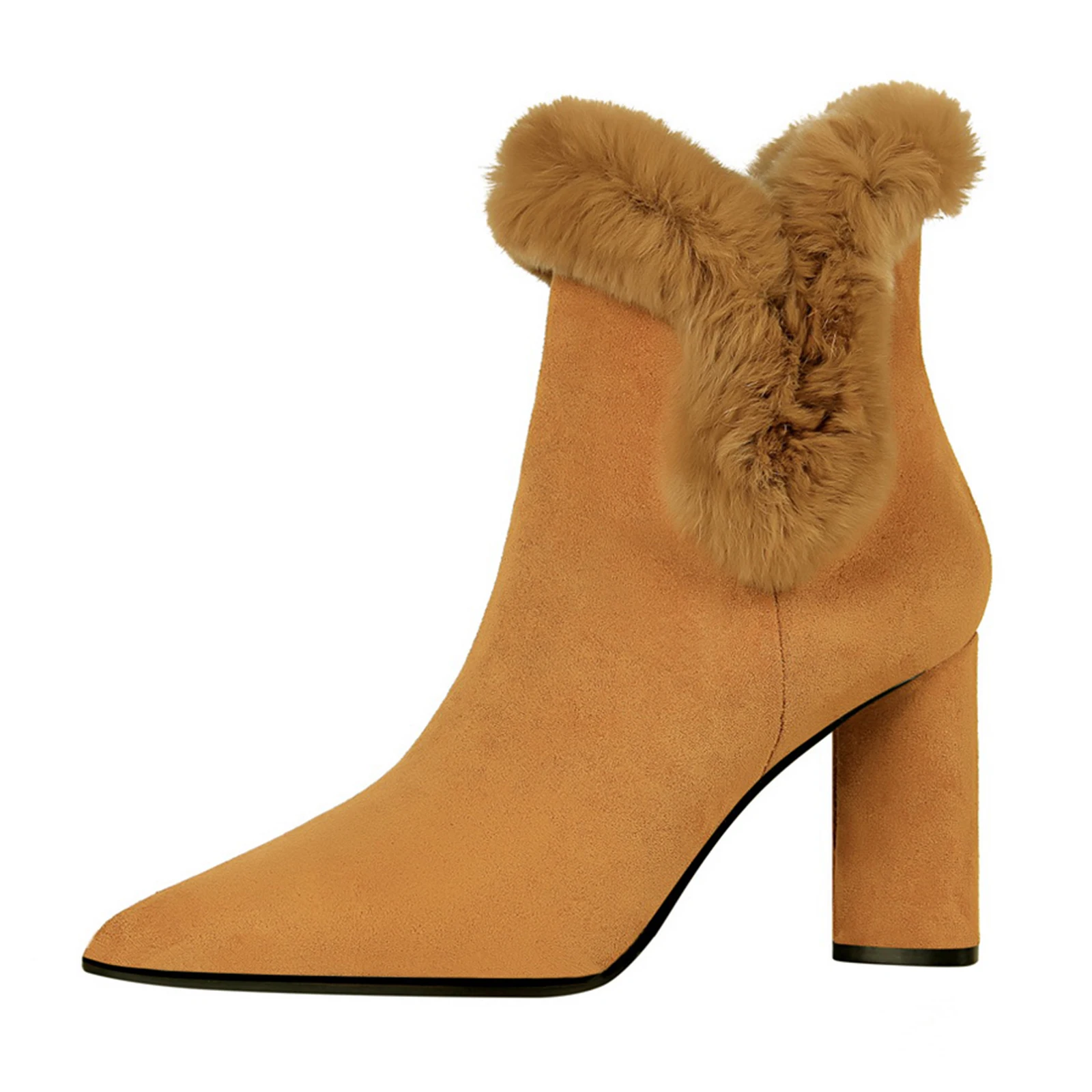 Wholesale High Quality Pointed Toe High Heel Women Ankle Boots Side Zipper Chunku Block Heel Fur Boot For Ladies
Wholesale High Quality Pointed Toe High Heel Women Ankle Boots Side Zipper Chunku Block Heel Fur Boot For Ladies