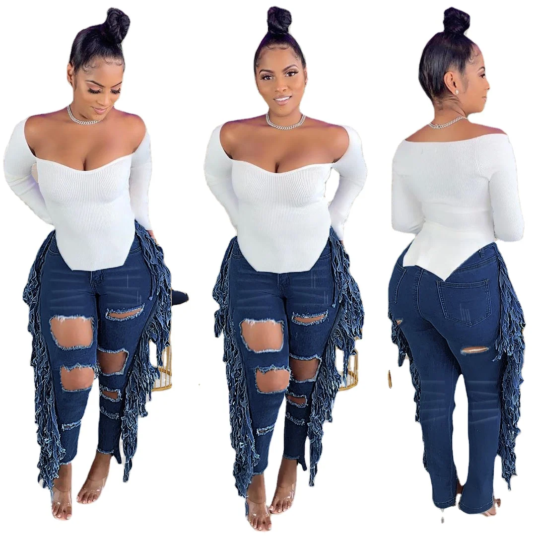 2021 New arrival best selling fashion tassels ripped denim women pants trousers and jeans plus size pants & jeans
2021 New arrival best selling fashion tassels ripped denim women pants trousers and jeans plus size pants & jeans