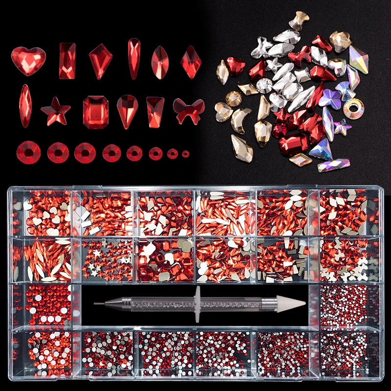 High quality wholesale Nail rhinestone kit 3d flat back luminous ab/red/ white crystal stones mix size for nail art, Colorful
High quality wholesale Nail rhinestone kit 3d flat back luminous ab/red/ white crystal stones mix size for nail art, Colorful