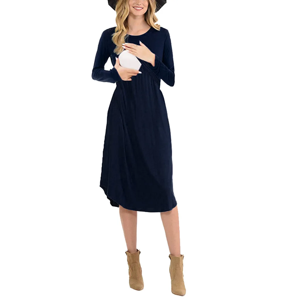 2IHSM38 Pure color breastfeeding maternity clothes long sleeve round neck pleated nursing dress, Customized color
2IHSM38 Pure color breastfeeding maternity clothes long sleeve round neck pleated nursing dress, Customized color