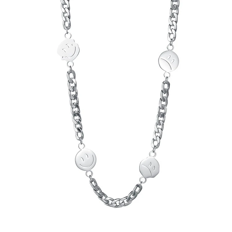 Simple Men Women Smile Face Street Hip Hop Steel Couple Silver Necklaces Ins New Trendy 2021 Stainless Steel Jewelry Necklace
Simple Men Women Smile Face Street Hip Hop Steel Couple Silver Necklaces Ins New Trendy 2021 Stainless Steel Jewelry Necklace