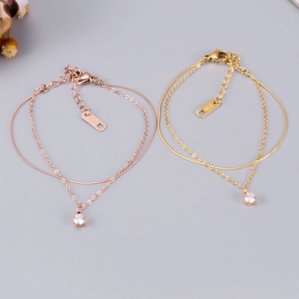 18k gold plated double layer stainless steel women zircon bracelet foot jewelry diamond anklet gift party beach, Gold/rose gold
18k gold plated double layer stainless steel women zircon bracelet foot jewelry diamond anklet gift party beach, Gold/rose gold