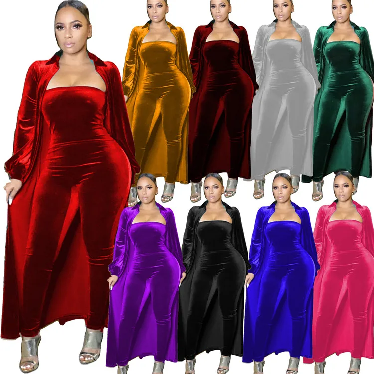 New Hot Ladies Velvet Outfit Off Shoulder Jumpsuits Cardigan Plus Size Long Jacket Women 2 Piece Set, Picture
New Hot Ladies Velvet Outfit Off Shoulder Jumpsuits Cardigan Plus Size Long Jacket Women 2 Piece Set, Picture