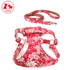 luxury custom logo fashion safety small medium large leather mesh padded pet vest dog harness and leash set