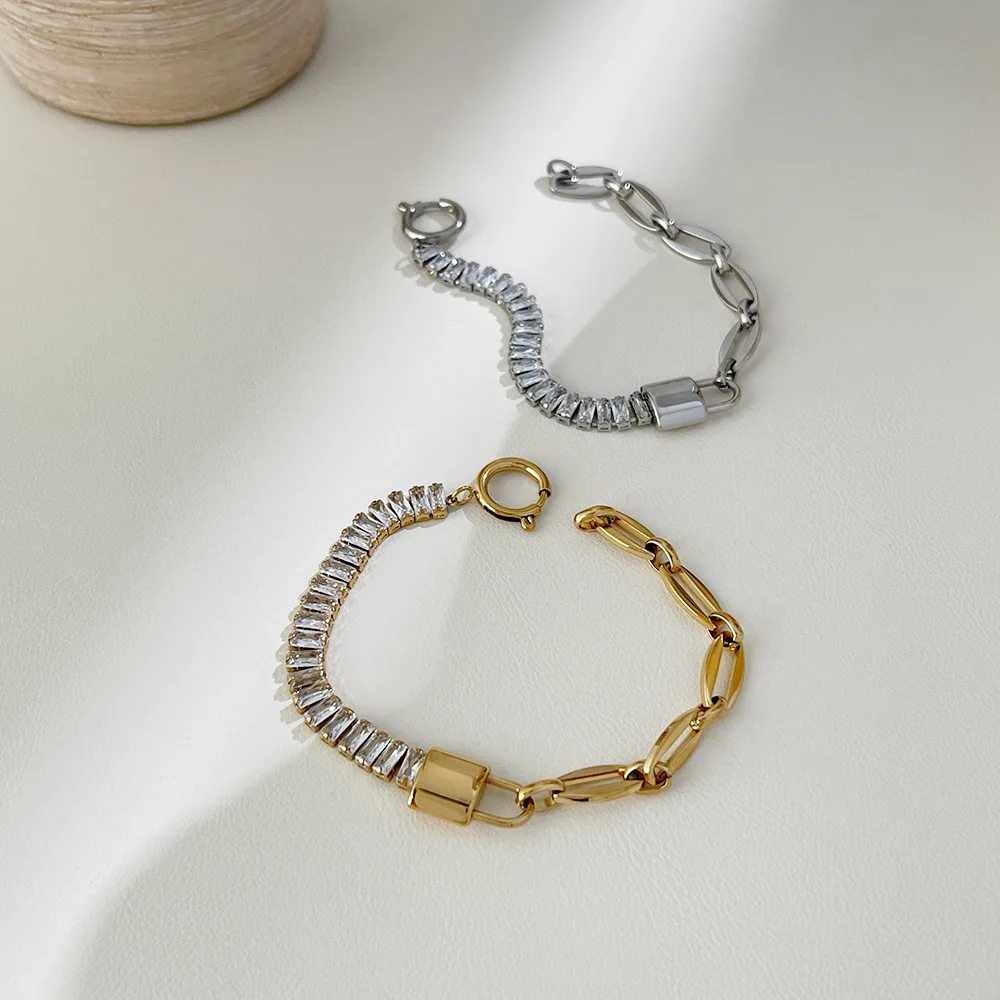 SL22052 Trendy Cuban Chain Zircon Bangle Bracelets Women Fine Jewelry Stainless Steel For Resale Custom Wholesale
SL22052 Trendy Cuban Chain Zircon Bangle Bracelets Women Fine Jewelry Stainless Steel For Resale Custom Wholesale