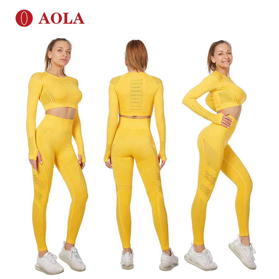 AOLA wholesale new high waist elastic and seamless long sleeve sportswear gym fitness yoga three-piece suit
AOLA wholesale new high waist elastic and seamless long sleeve sportswear gym fitness yoga three-piece suit