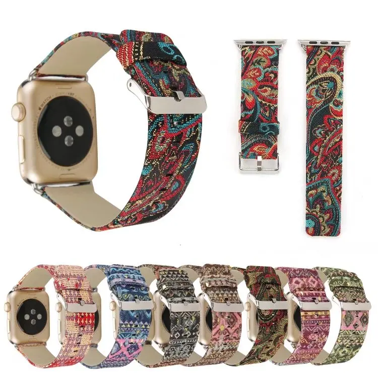 New Product Multicolor Silk Fabric Genuine Leather Watch Strap For Apple Watchband, Multi colors
New Product Multicolor Silk Fabric Genuine Leather Watch Strap For Apple Watchband, Multi colors