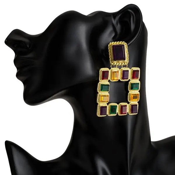 2020 Colorful Acrylic Rhinestone Crystal Geometric Drop Earrings Fashion Womens Boho Square Metal Dangle Earrings, Golden
2020 Colorful Acrylic Rhinestone Crystal Geometric Drop Earrings Fashion Womens Boho Square Metal Dangle Earrings, Golden