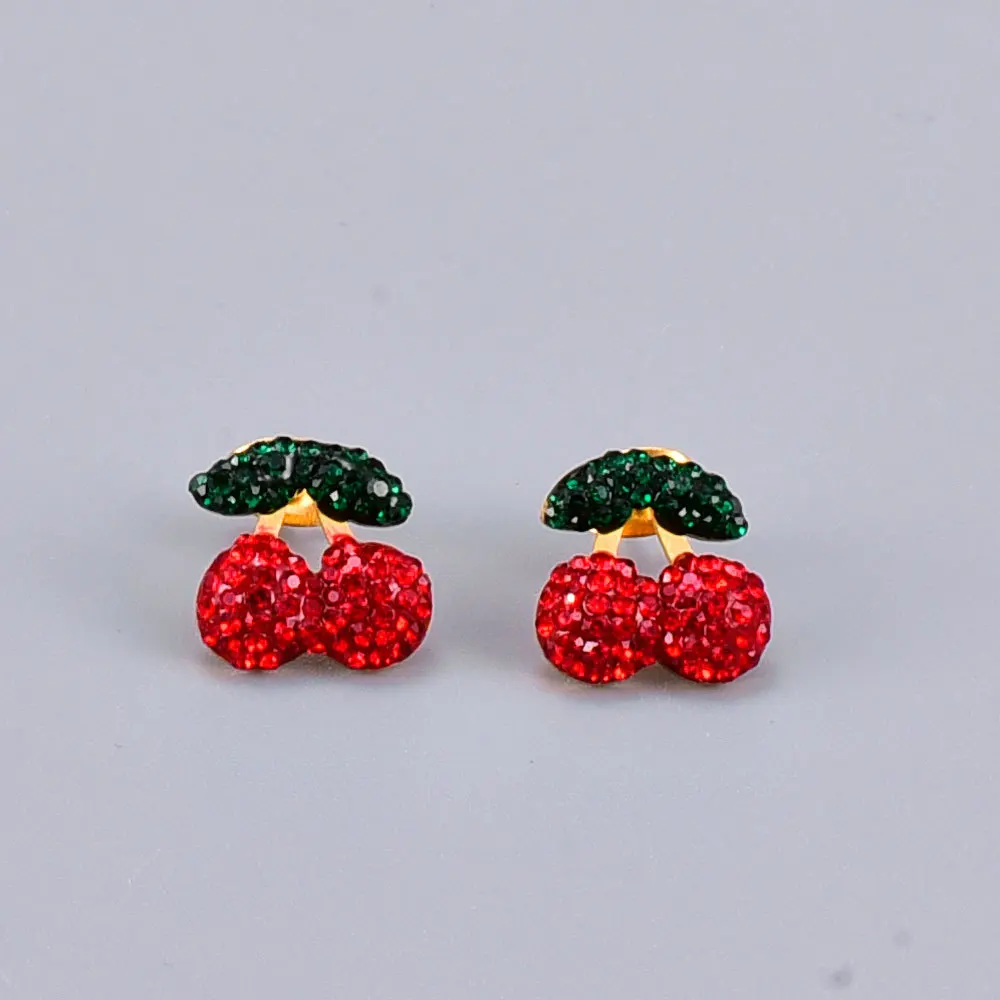 Wholesale Fully Studded With Crystals Cherry Shaped Stud Earrings Stainless Steel Shiny Crystal Rhinestone Fruit Cherry Earring
Wholesale Fully Studded With Crystals Cherry Shaped Stud Earrings Stainless Steel Shiny Crystal Rhinestone Fruit Cherry Earring