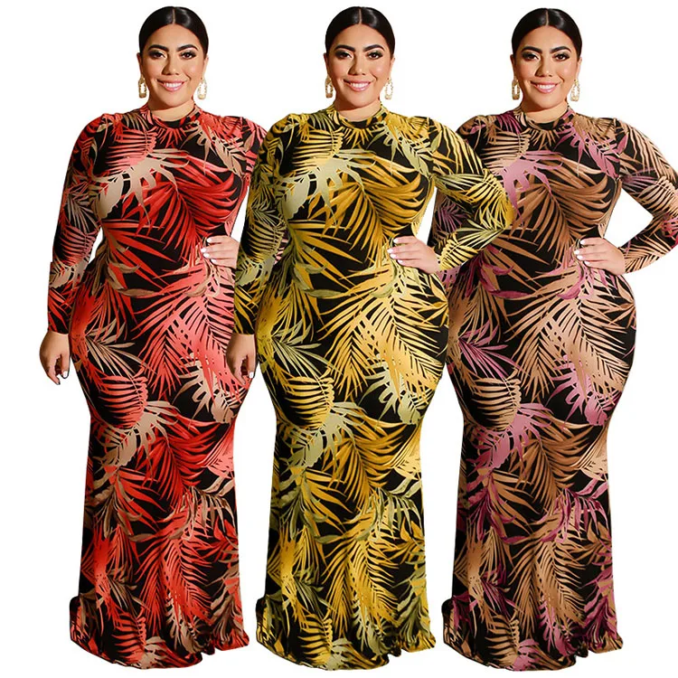Original Factory Charming Red Long Sleeve O Neck Floral Pattern Printed Sexy Women Floral Dress