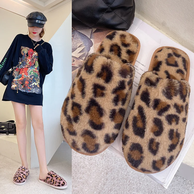 Winter Slippers Leopard Print Style Fashion Trend Home Warm Flat Fluffy Slippers For Women, As photo show
Winter Slippers Leopard Print Style Fashion Trend Home Warm Flat Fluffy Slippers For Women, As photo show