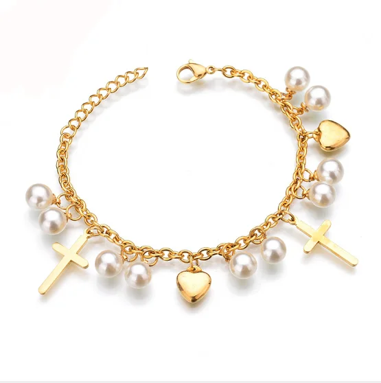 Hot style Titanium Bangle Custom Jewelry Woman Men Cross Pearl Stainless Steel Charm Bracelet, Silver gold rose color
Hot style Titanium Bangle Custom Jewelry Woman Men Cross Pearl Stainless Steel Charm Bracelet, Silver gold rose color