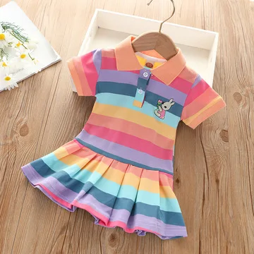 2021 summer new children baby polo skirt children short sleeves rainbow princess girls dresses for wholesale
2021 summer new children baby polo skirt children short sleeves rainbow princess girls dresses for wholesale