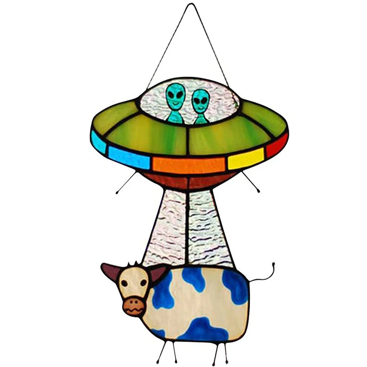 UFO Alien Cow Pendant Ornaments,Painted UFO Pendant, Alien and Cow Stained Glass Window Panel for Home Decoration, Customized color
UFO Alien Cow Pendant Ornaments,Painted UFO Pendant, Alien and Cow Stained Glass Window Panel for Home Decoration, Customized color