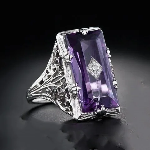 Turkish Rectangular Big Amethyst Stone Princess Hollow Flower Female Copper Plated Ring Jewelry, Purple
Turkish Rectangular Big Amethyst Stone Princess Hollow Flower Female Copper Plated Ring Jewelry, Purple