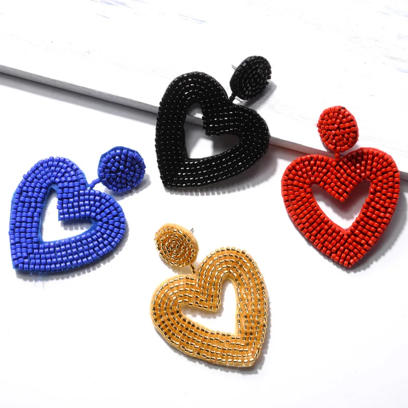 EG1024 High Quality Seed Statement Beaded Earrings Bohemian Heart Hoop Earrings Handmade Stud Drop Dangle Earrings
EG1024 High Quality Seed Statement Beaded Earrings Bohemian Heart Hoop Earrings Handmade Stud Drop Dangle Earrings