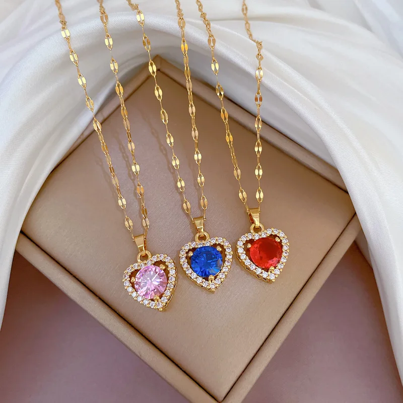 Wholesale Fashion Gold Plated Stainless Steel Inlaid Diamond Heart Pendant Necklace Jewelry For Women
Wholesale Fashion Gold Plated Stainless Steel Inlaid Diamond Heart Pendant Necklace Jewelry For Women